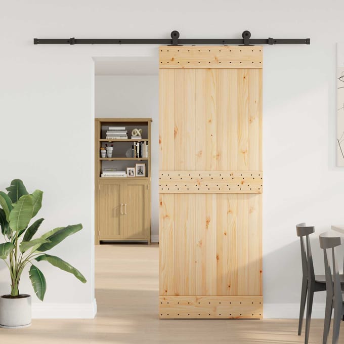 vidaXL - Schuifdeur - NARVIK - 80 - x - 210 - cm - (213,5 - cm) - Naturel - en - Zwart