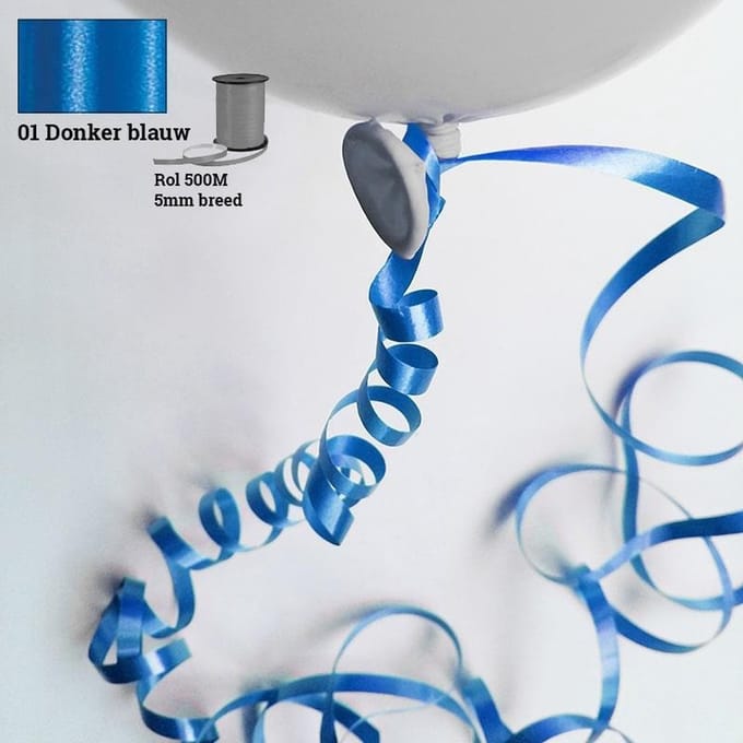 Globos krullint blauw 5mm 500mtr decoratie cadeau.