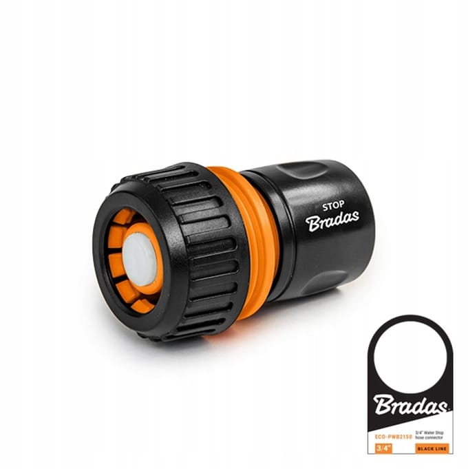 Bradas ECO-PWB2150 snelkoppeling 3/4" met stopfunctie - zwart