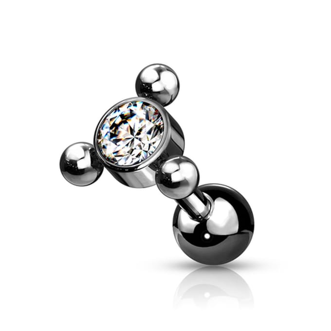 Piercing PVD 3ball triangle 1.2x6 - zwart - LMPiercings