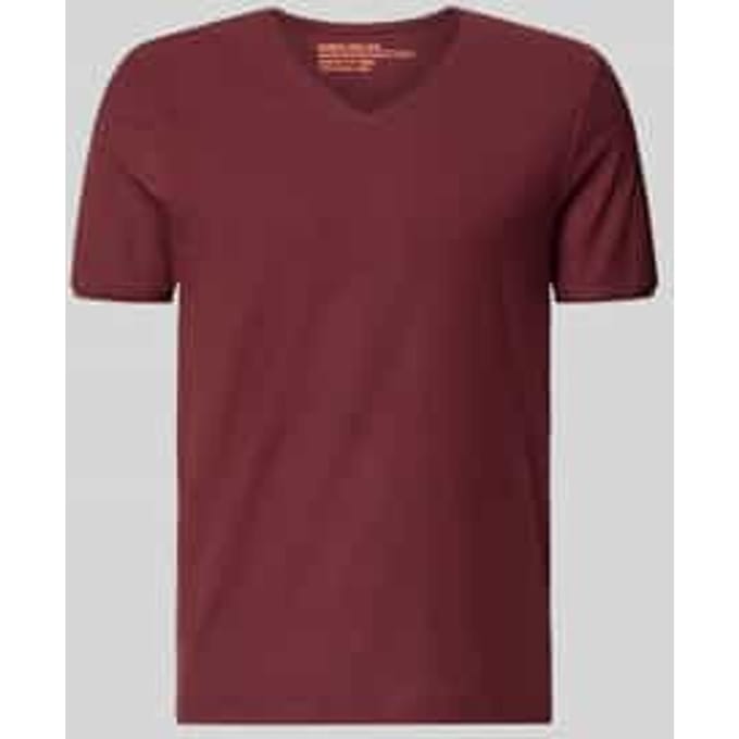 T-shirt met V-hals en rolzoom