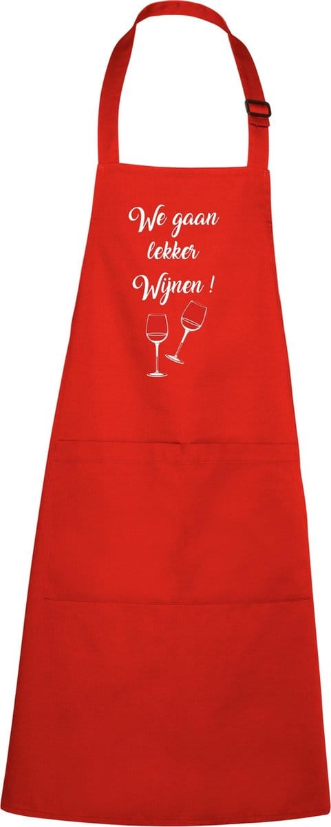 Keukenschort -  Lekker wijnen - rood