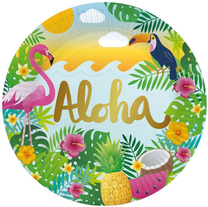Globos Paper Plates 23cm Aloha - 8 pcs.
