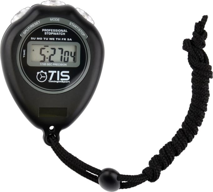 Tis Stopwatch Pro Met Nekkoord 8 X 6 Cm - zwart