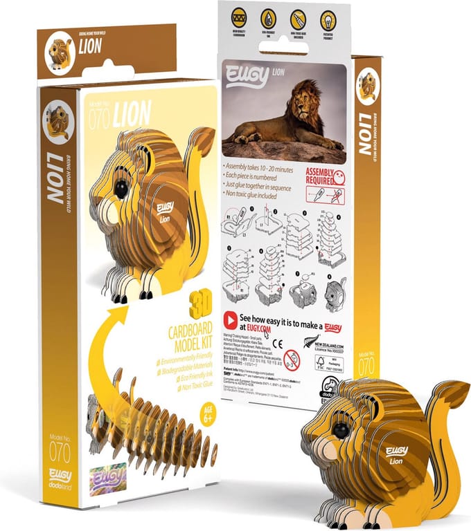 EUGY 3D Puzzel - Leeuw - Wilde Dieren - Duurzaam - Verzamel Ze Allemaal - 6 Jaar
