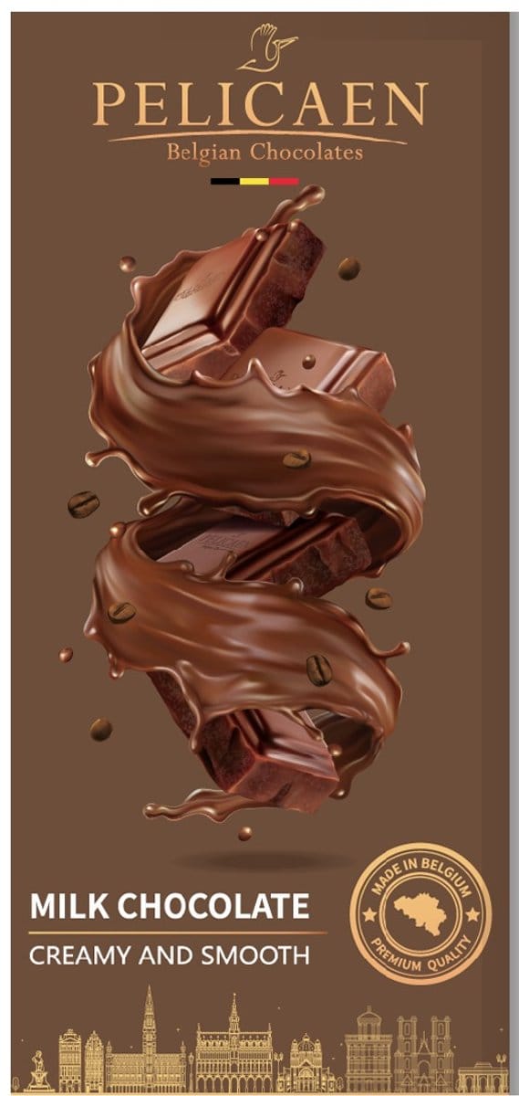 Pelicaen Belgian Chocolates - Chocolate Bar - Melkchocolade - 100g x 12