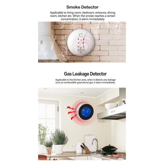 Système d'alarme WiFi GSM Tuya, maison intelligente, écran LCD, alarme de sécurité, prise en charge d'un interphone vocal bidirectionnel US PLUG blanc