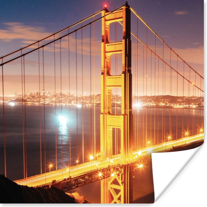 Poster Brug - Water - Avond - Amerika - 50x50 cm
