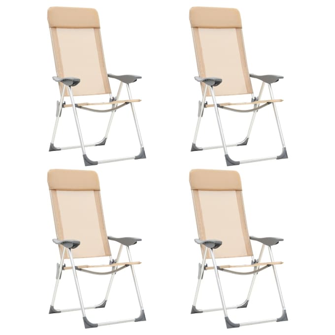vidaXL - Campingstoelen - 4 - st - inklapbaar - aluminium - crèmewit