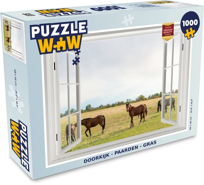 Puzzel Doorkijk - Paarden - Gras - Legpuzzel - Puzzel 1000 stukjes volwassenen