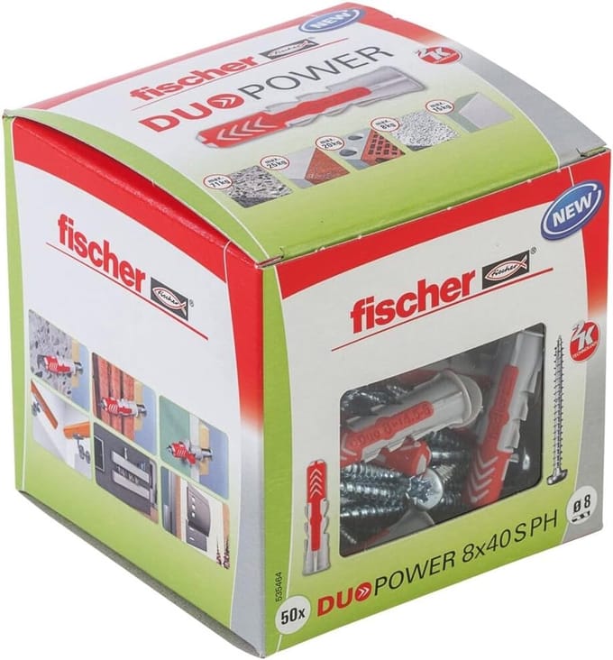 Universele pluggen - Bevestigingspluggen - Stevig monteren - Twee componenten technologie - 8 x 40 mm - Zilver / Rood