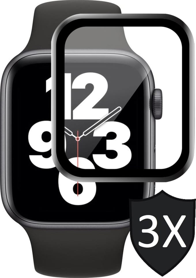 Screenprotector geschikt voor Apple Watch SE 40 mm - Full Screen Protector Glas - 3 Stuks