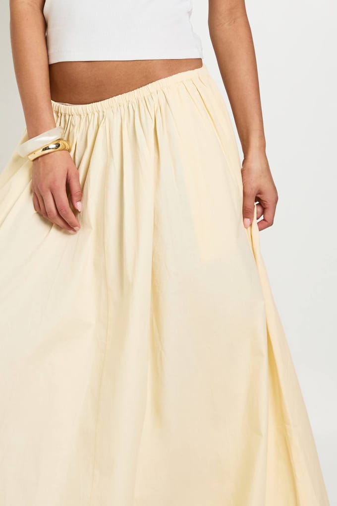 boohoo Dames Poplin Volume Maxi Rok | Lemon | Maat: 14
