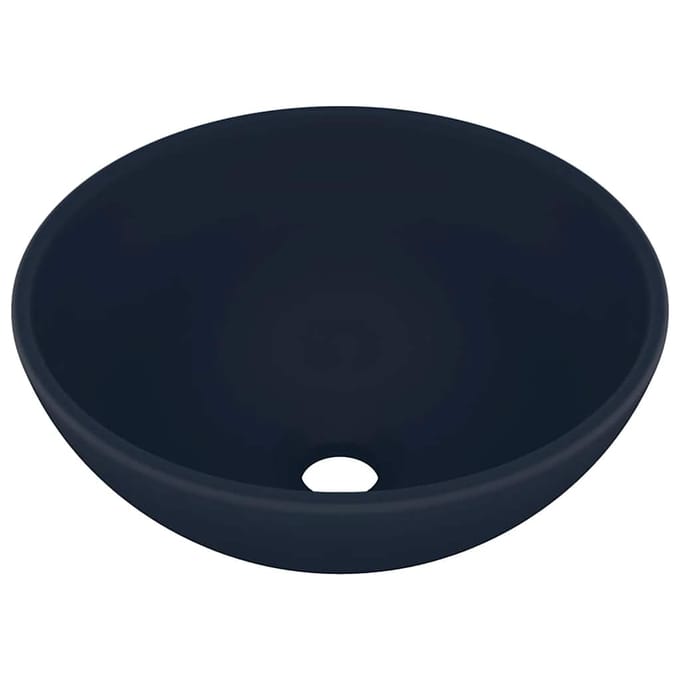 vidaXL - Wastafel - rond - 32,5x14 - cm - keramiek - mat - donkerblauw