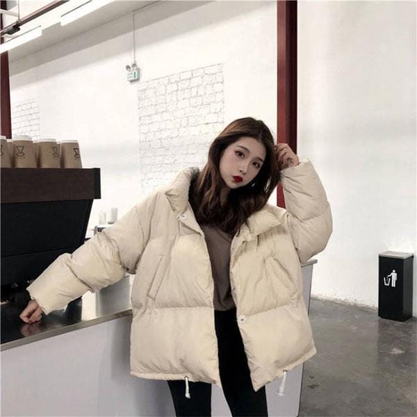 Veste matelassée d'hiver courte et polyvalente pour étudiant, manteau ample et épais pour l'hiver S gray