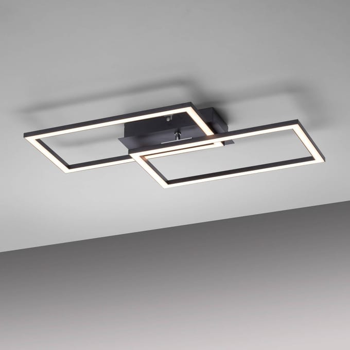 JUST LIGHT. GmbH LED plafondlamp Iven, dimbaar, zwart, 54x31cm