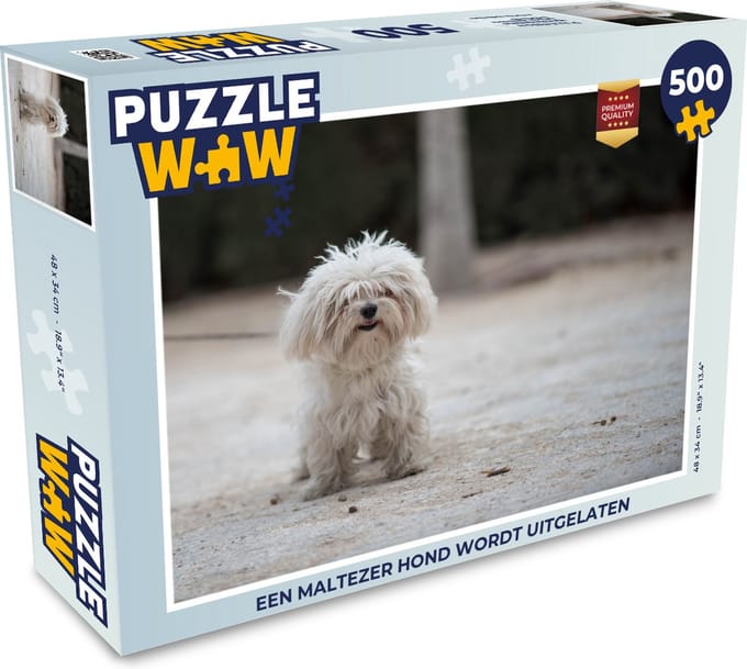 Puzzel Een Maltezer hond wordt uitgelaten - Legpuzzel - Puzzel 500 stukjes