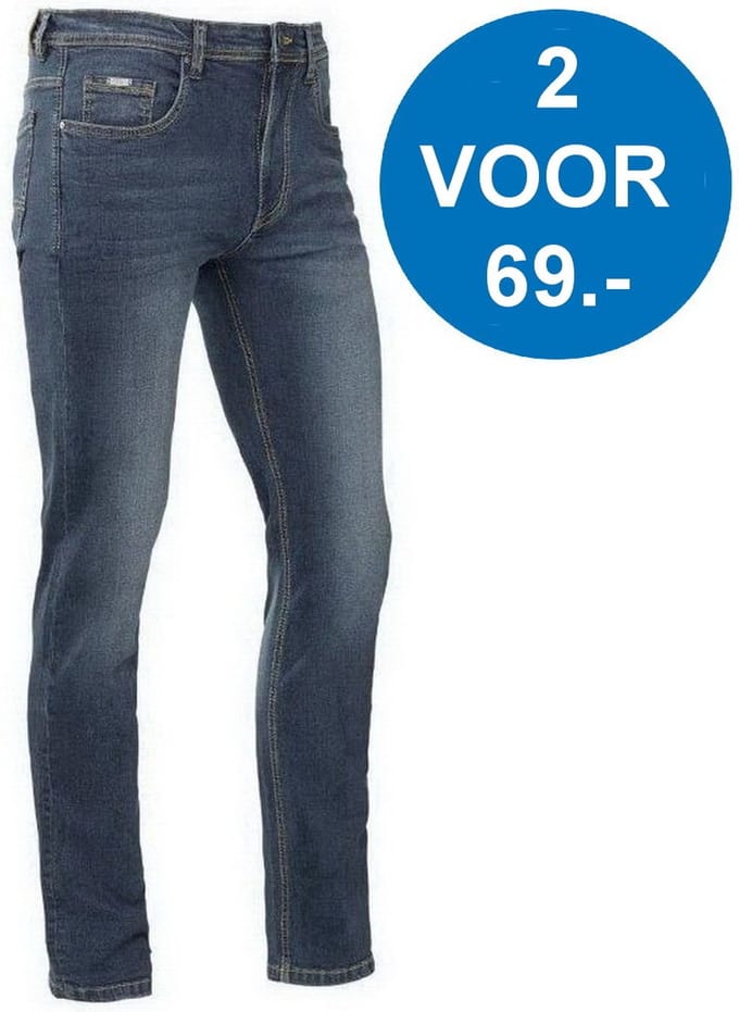 Brams Paris - Heren Jeans - Lengte 32 - Jason -  Slimfit - Stretch - Medium Blue