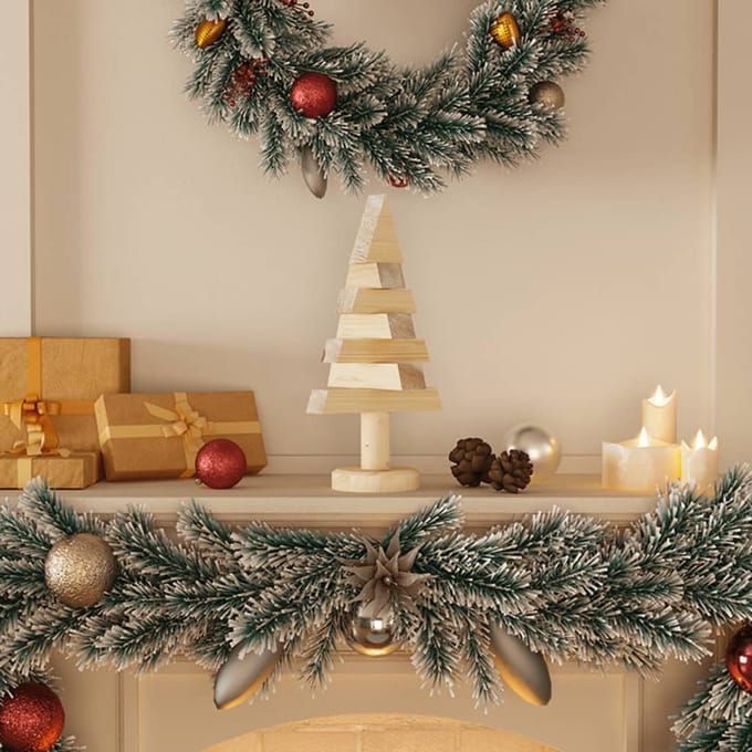 vidaXL - Kerstdecoraties - kerstboom - 2 - st - 30 - cm - massief - grenenhout