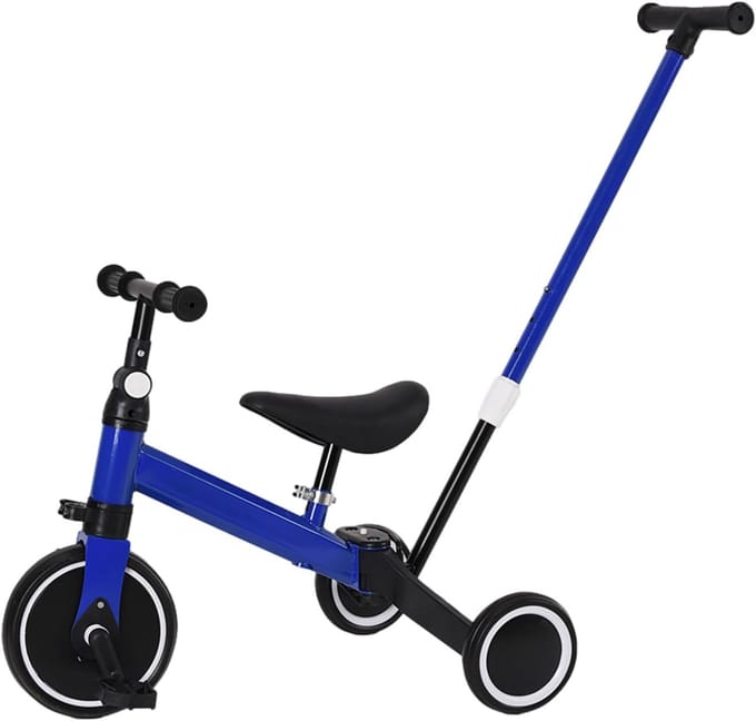 Loopfiets Driewieler voor Peuters met Duwstang | 2-in-1 Loopfiets | Verstelbaar