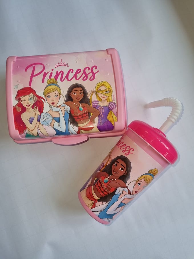 Lunchset Disney Princess (2 delig), lunchbox, drinkbeker, weer naar school