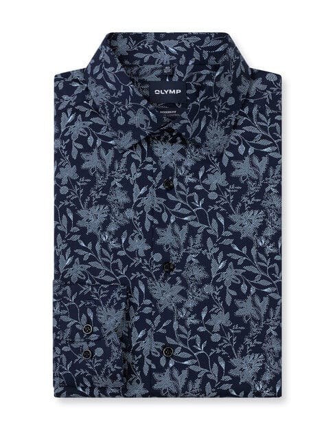 OLYMP Luxor 24/Seven Overhemd, Modern Fit, New Kent, Marineblauw