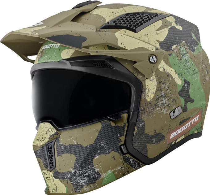 Bogotto Radic Camo 22.06 Mat Groen Motorhelm - Helm