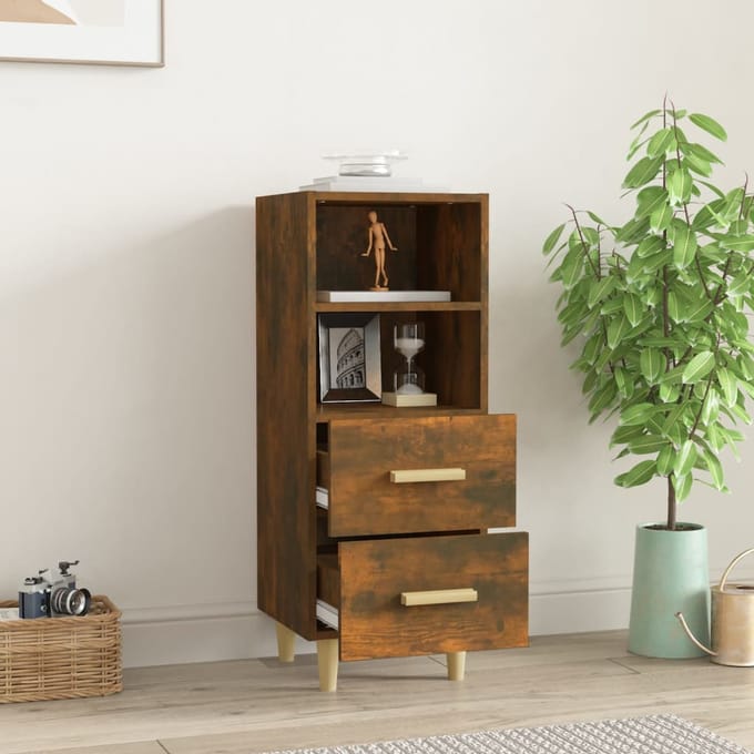 vidaXL - Dressoir - 34,5x34x90 - cm - bewerkt - hout - gerookt - eikenkleurig