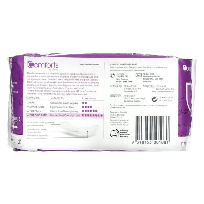 Katoen, natuurlijk katoencomfort, super plus, verpakking van 10 purple