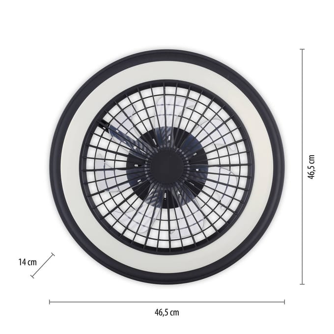 JUST LIGHT. GmbH LED plafondventilator Brandon, zwart, RGBW, CCT, Ø 46,5 cm