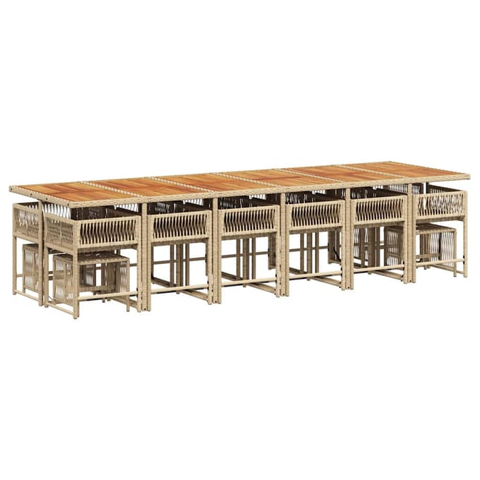 vidaXL - 17-delige - Tuinset - met - kussens - poly - rattan - beige