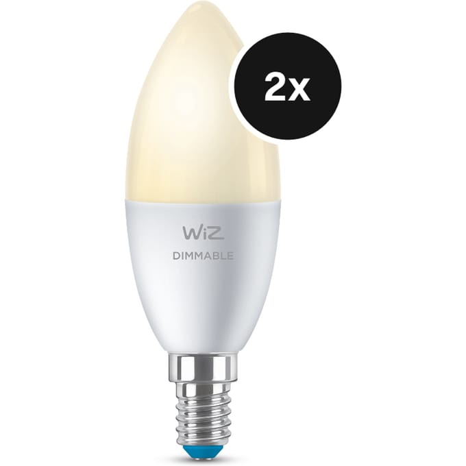 WiZ Kaarslamp 2-pack - Warm- tot Koelwit Licht - Slimme LED Verlichting - E14 fitting - 40W - Mat - Wi-Fi
