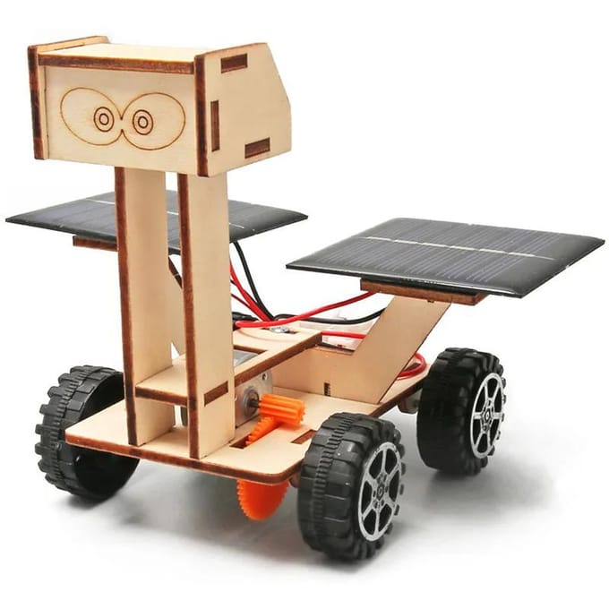 Kit de rover lunaire solaire DIY pour enfants Jouet d'expérience scientifique éducative Modèle à assembler à la main pour enfants beige