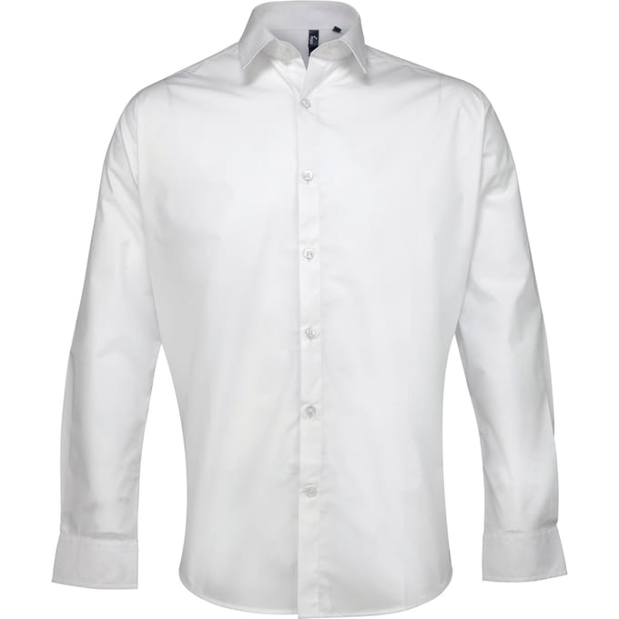 Premier Supreme Heavier Weight Poplin Werkshirt met lange mouwen (Wit)