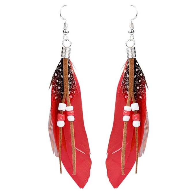 Jomide Oorhangers Boho Veren - Rood