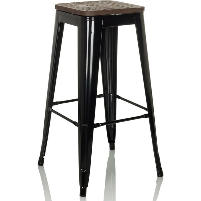 Barkruk VANTAGGIO HIGH WS metallic zwart / echt hout zitting draaibaar donker hjh OFFICE