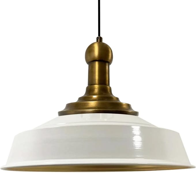 Bamyum Asletl Long-Knob Hanglamp Industrieel Vintage Ø40 cm, Wit Metaal Lamp