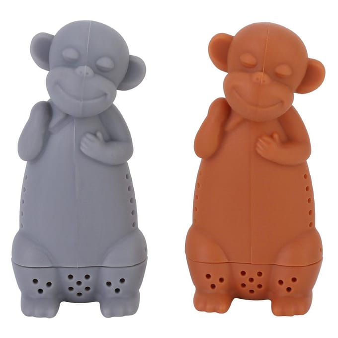 2 stuks Siliconen Schattige Cartoon Aap Losse Thee Zeef Infuser Filter Thee Accessoire brown