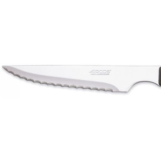 Set van 6 steakmessen - ARCOS - Houten handvatten - Microgekartelde roestvrijstalen lemmeten