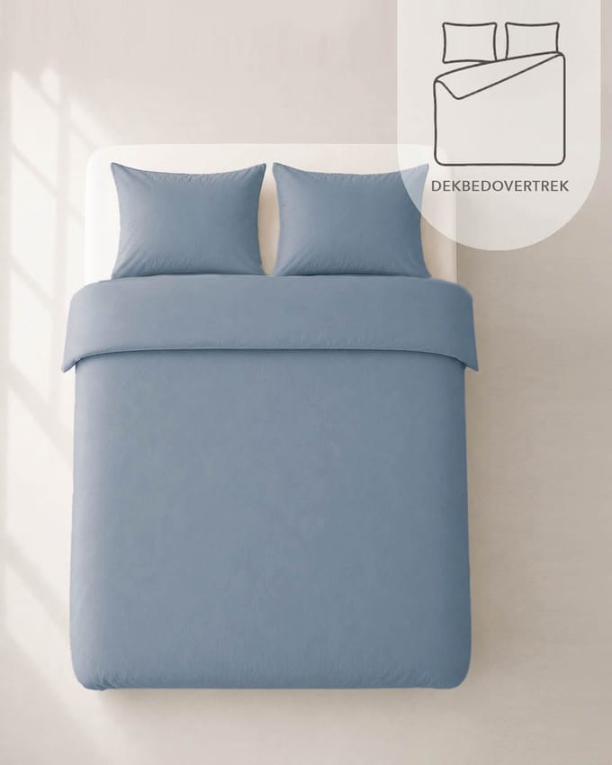 HOOMstyle Dekbedovertrek met kussenslopen - luxe micro Percale - dekbedovertrek - 200x240cm - 2 persoons - Denim Blauw