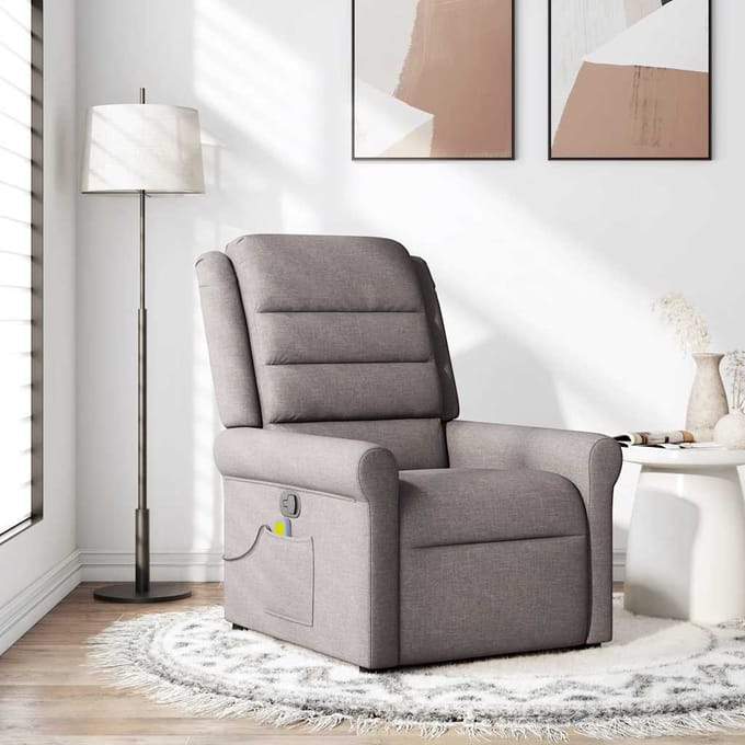 vidaXL - Massagestoel - verstelbaar - stof - taupe