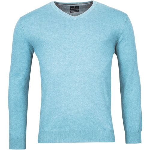 Baileys Trui Uni V-Neck Cotton Single Knit Soft Blue / male