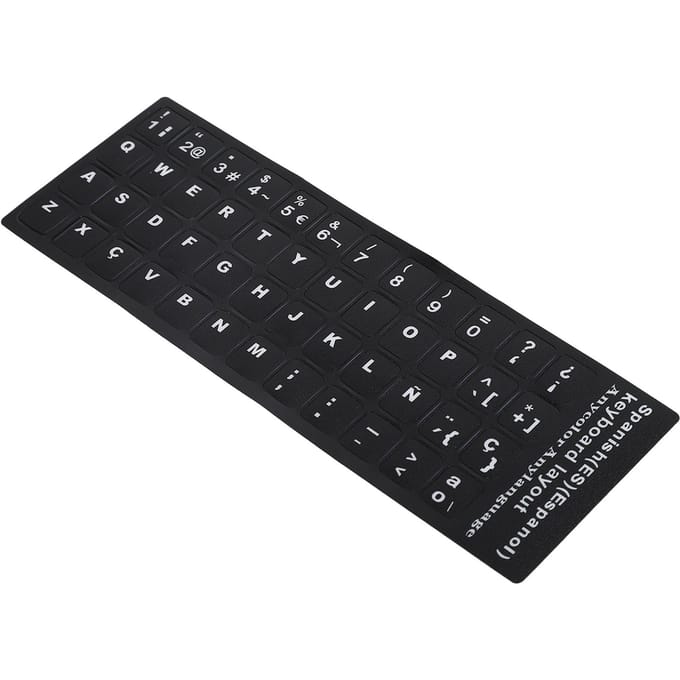 Autocollant pour clavier espagnol, étanche, fond noir, pour ordinateur portable de 10 à 17 pouces black