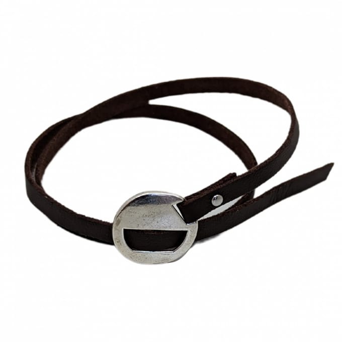 Wikkelarmband-bruin-rvs sluiting - Charme Bijoux