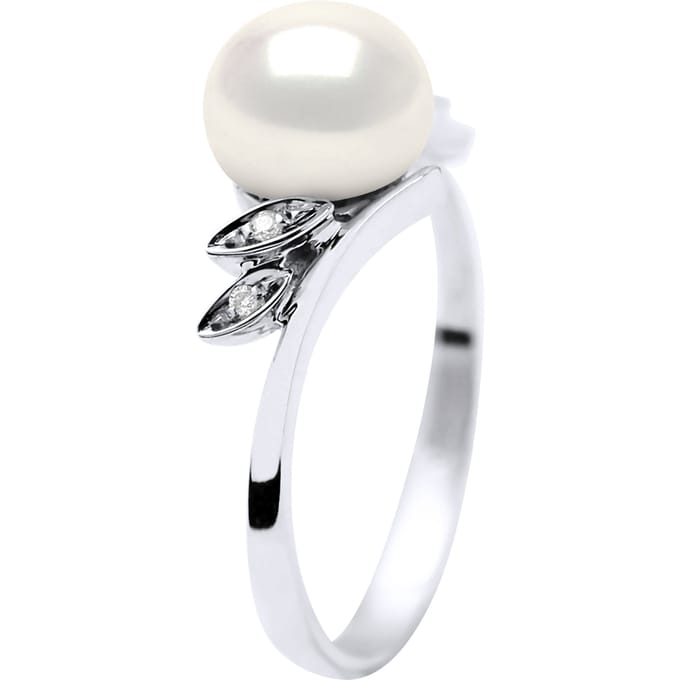 Zoetwater Parel Ring 7-8 mm en 0020 Cts Diamond Jewellery White Gold