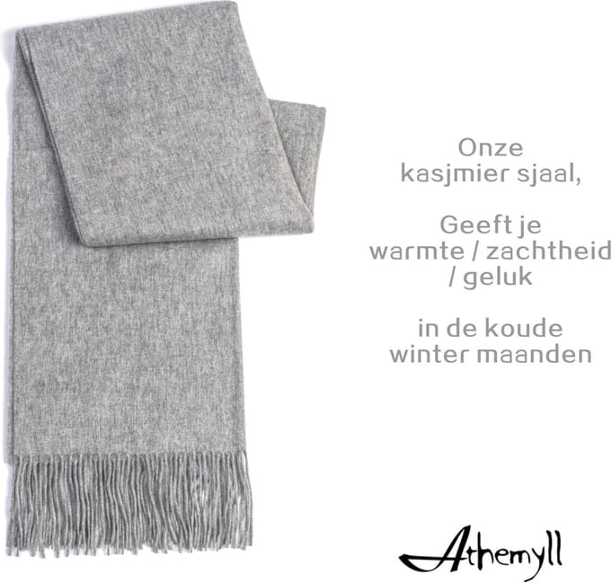 Athemyll kasjmier Sjaal 100% Kasjmier Lichtgrijs - 220×50 cm