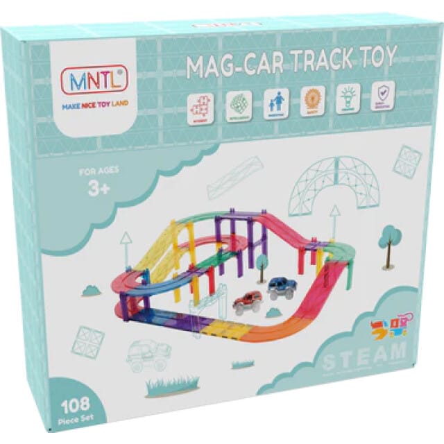 MNTL Magnetische Autobaan - racebaan Regenboog 108-delig