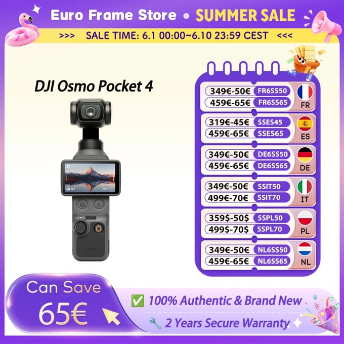 EU Ship DJI Osmo Pocket 4 1″ CMOS Pocket Gimbal Camera 14-Stop Dynamisch Bereik 10-bit D-Log Nieuwe ActiveTrack Pocket 4
