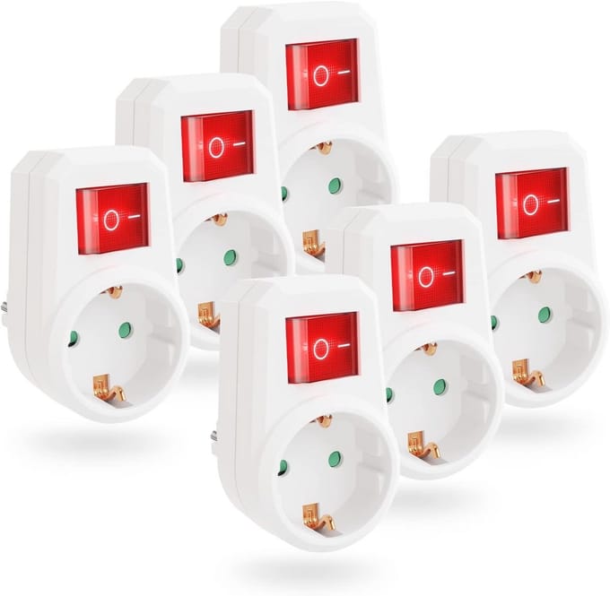 Stekkeradapter met Schakelaar en Stroomonderbreker - 6x Stopcontacten