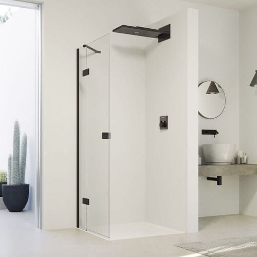 HÜPPE SolvaPro swing door with fixed segment for side wall and niche 80 x 200 cm, without anti-plaque 7T0301123321
